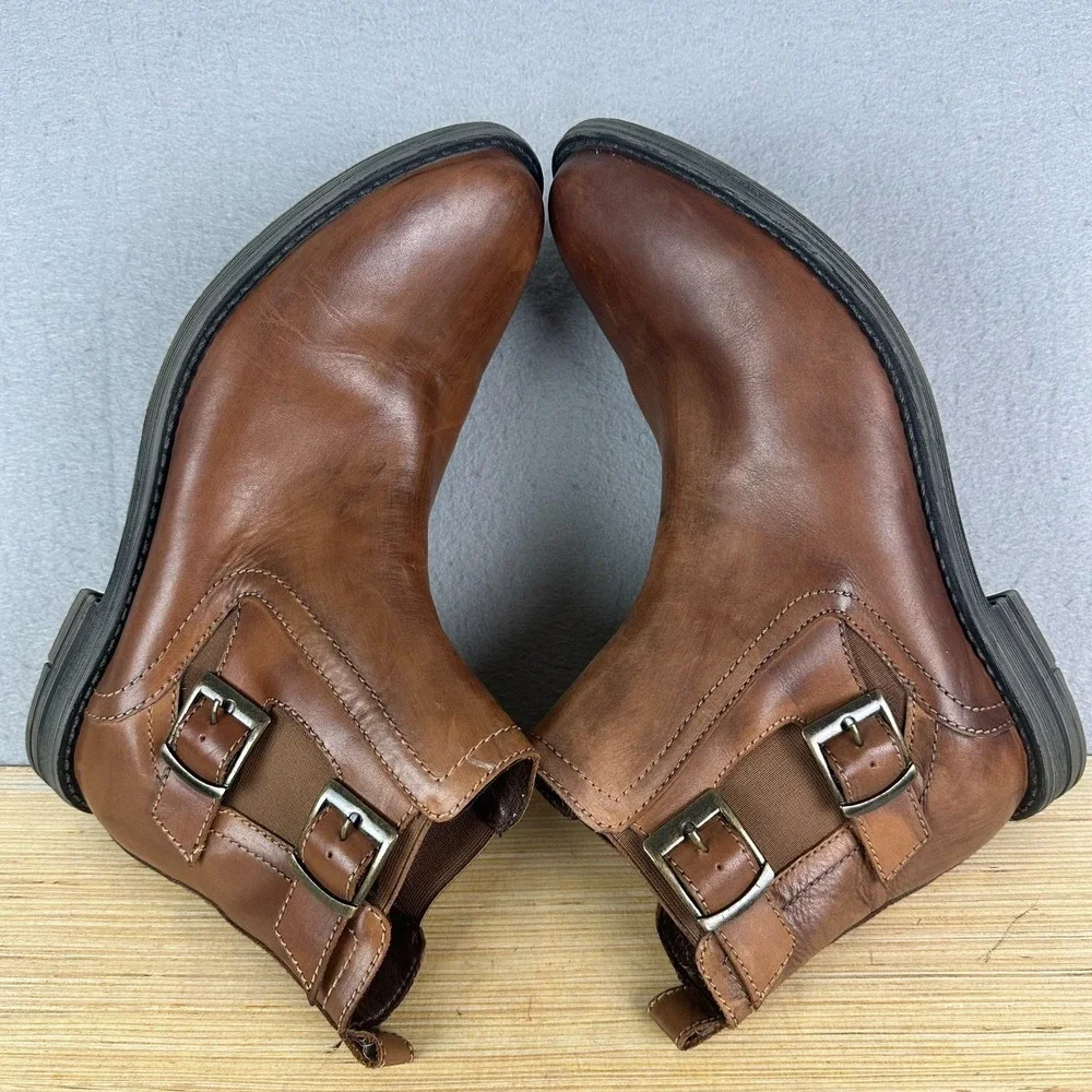 ROAN Mens Cynan Genuine Leather Ankle Boots 11 strap brown EU 44